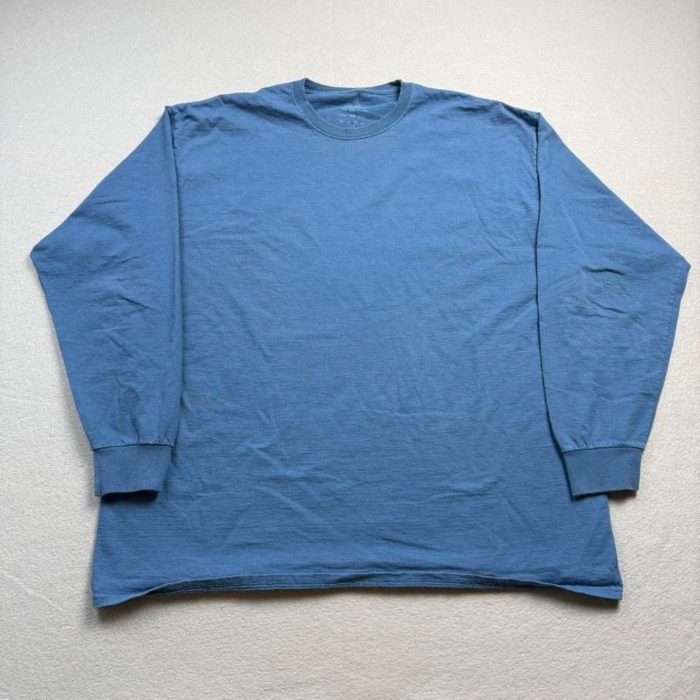Fruit of the Loom Long Sleeve Tee Blue XL Blank Basic